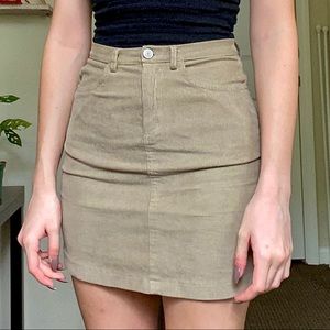 tan corduroy pencil mini skirt